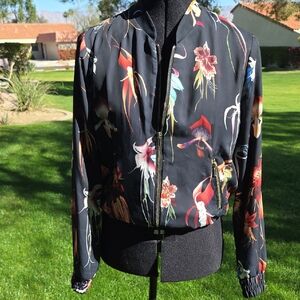 H&M Black Floral Bomber Jacket